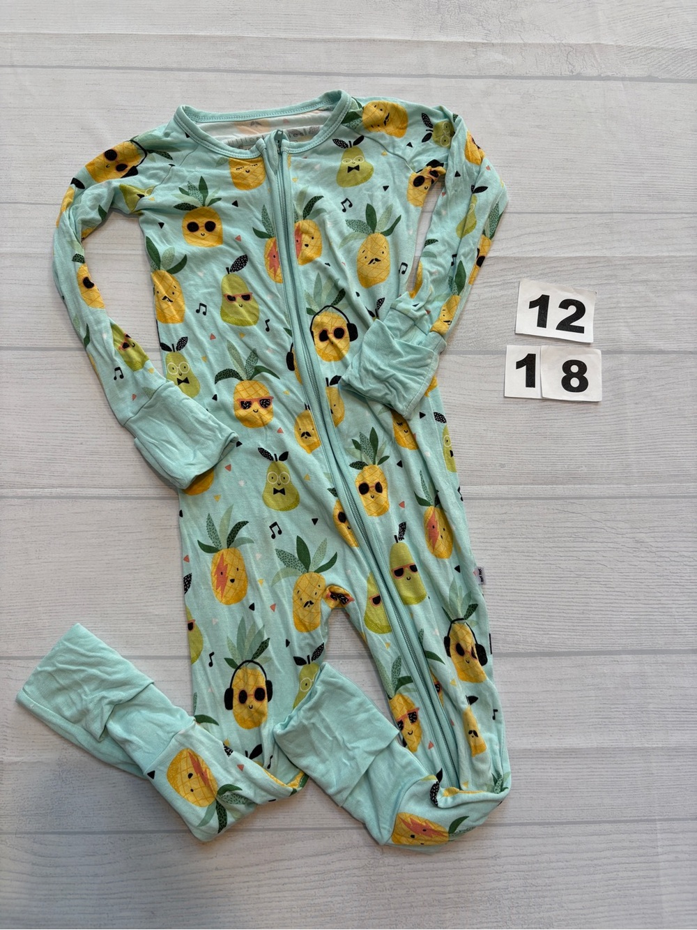 Little Sleepies Mint Pineapple Print Zipper Footed Pajamas
